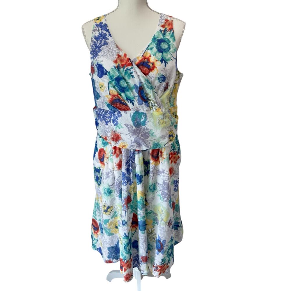 JESSICA LONDON Floral Dress V Neck Sleeveless Knee Length Womens 14